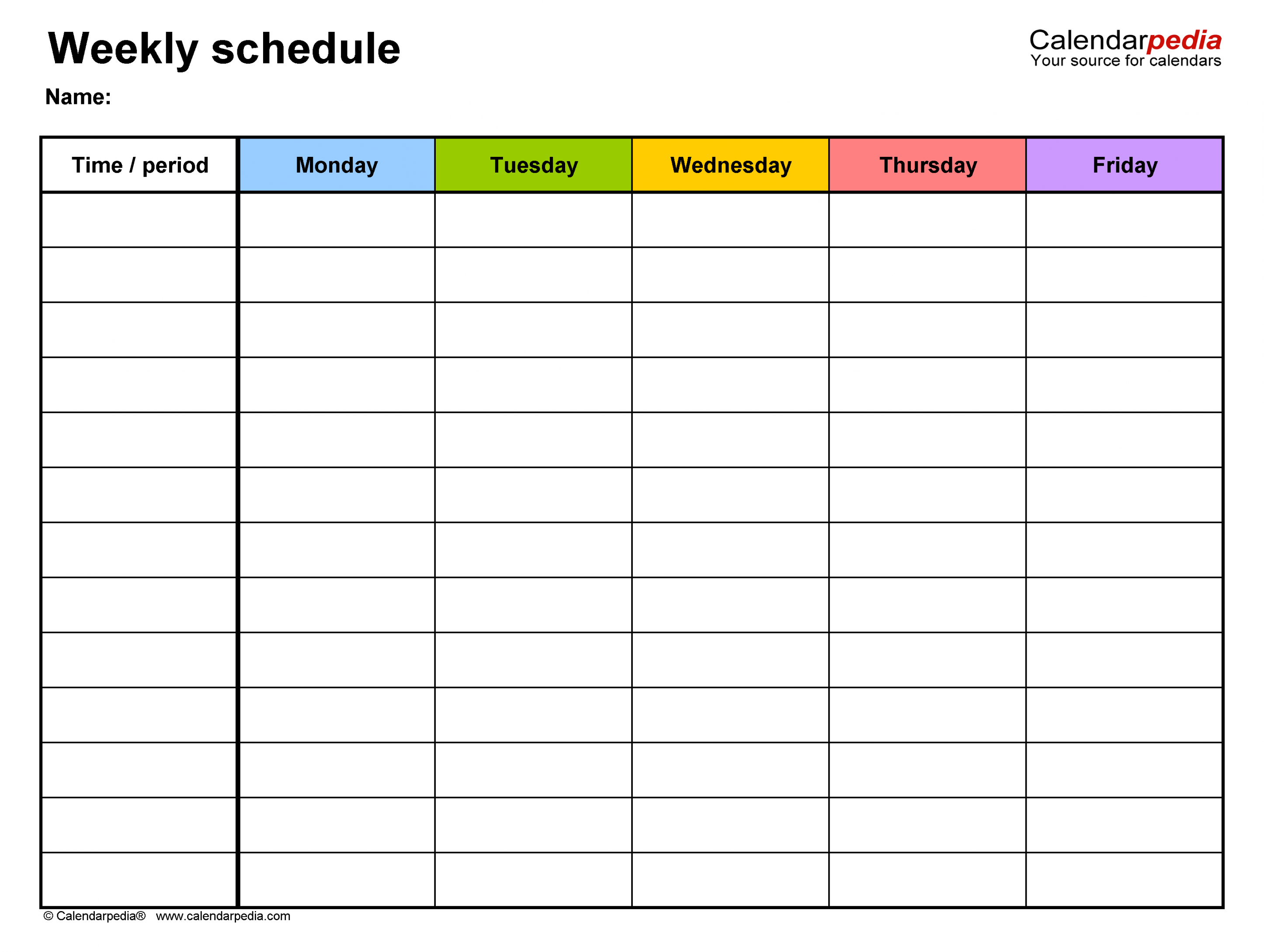Free Printable Weekly Calendar - Printable - Free Weekly Schedules for Word -  Templates