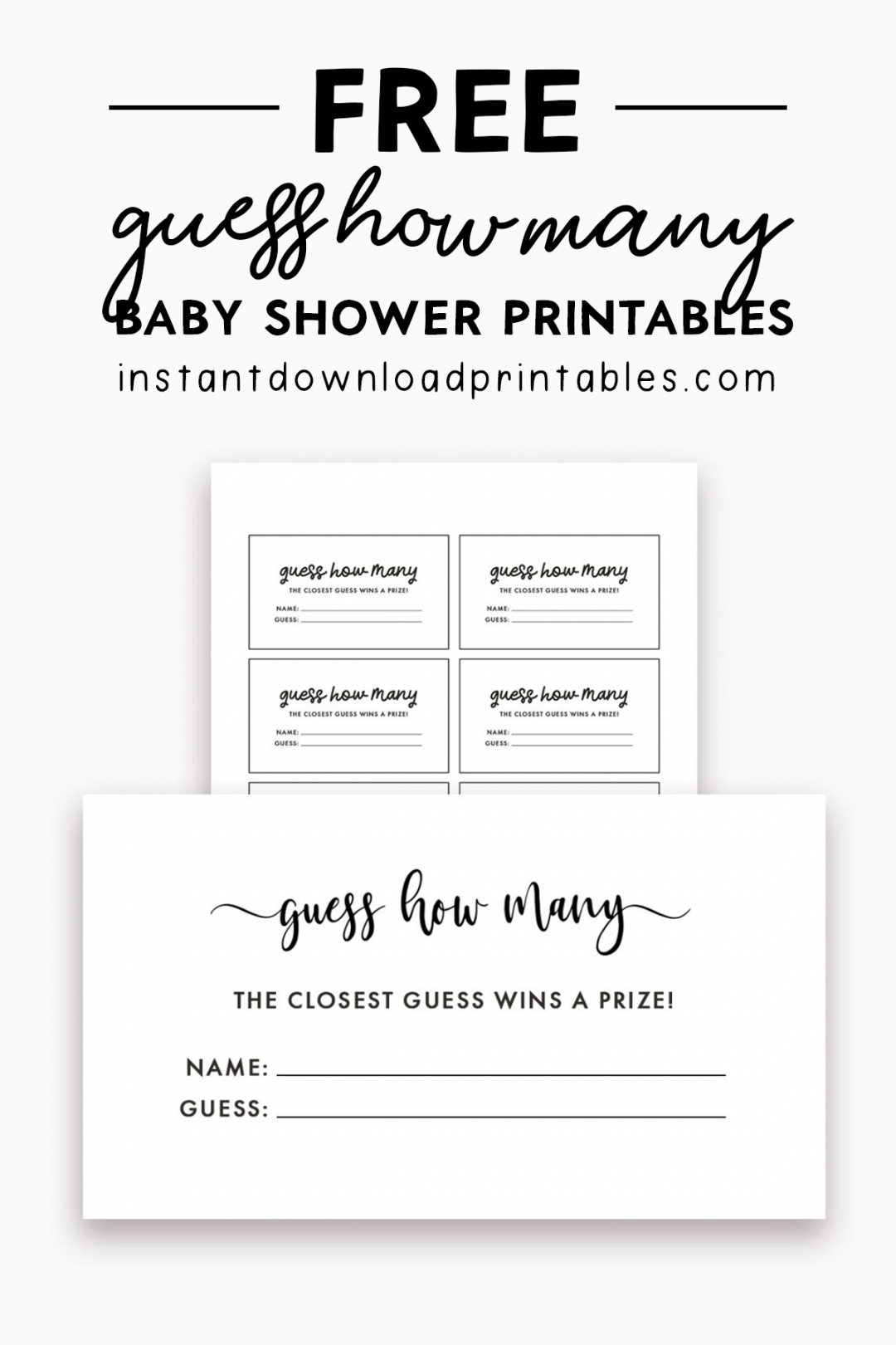 Free Printable Guess How Many Sweets In The Jar Template - Printable - Guess How Many Cards Party Baby Shower - Instant Download
