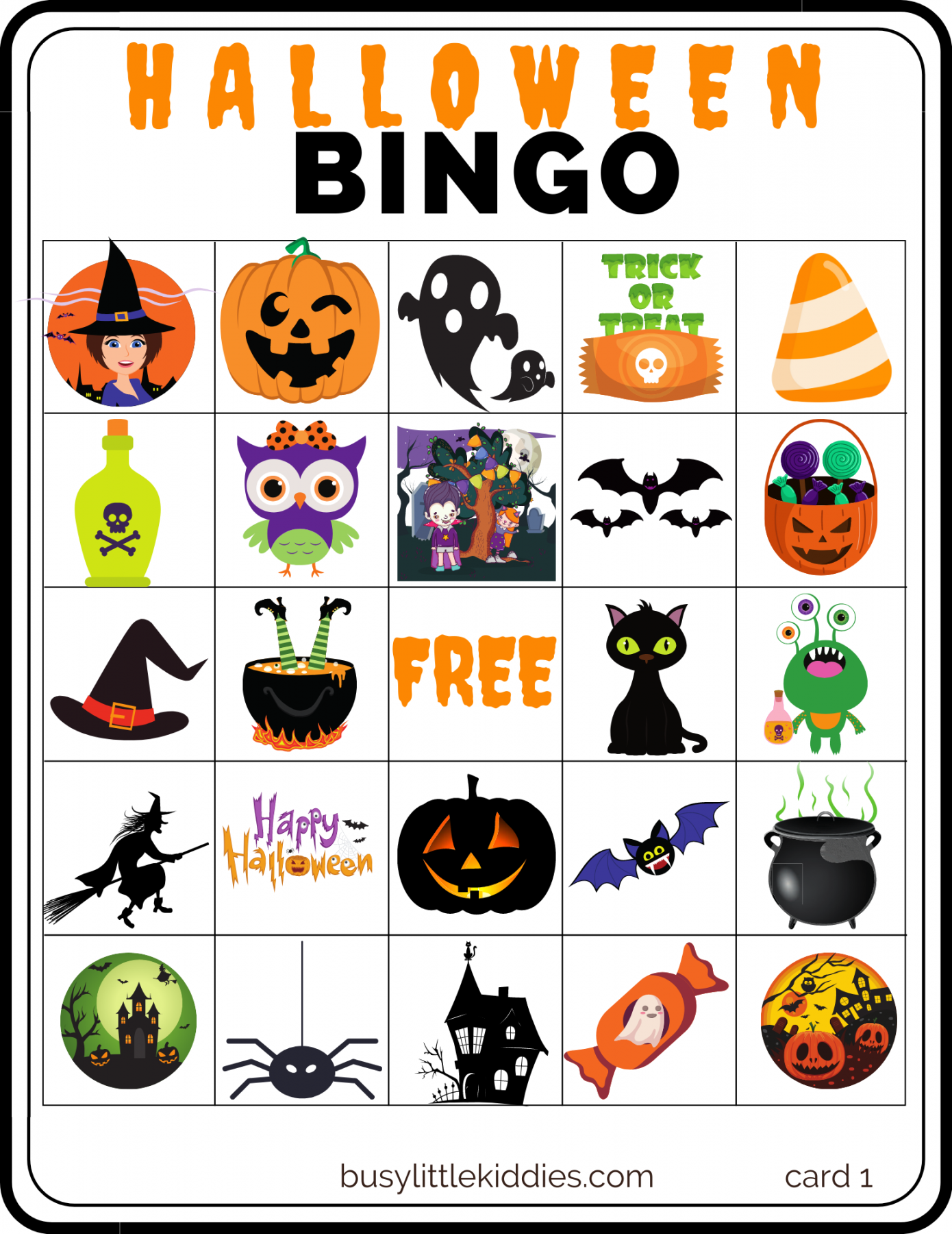 Halloween Bingo Printable Free - Printable - Halloween Bingo Free Printable with Pictures  players - Busy