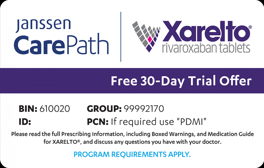 Eliquis 30 Day Free Trial Printable Coupon - Printable - Janssen CarePath Trial Offer for XARELTO®  XARELTO® (rivaroxaban