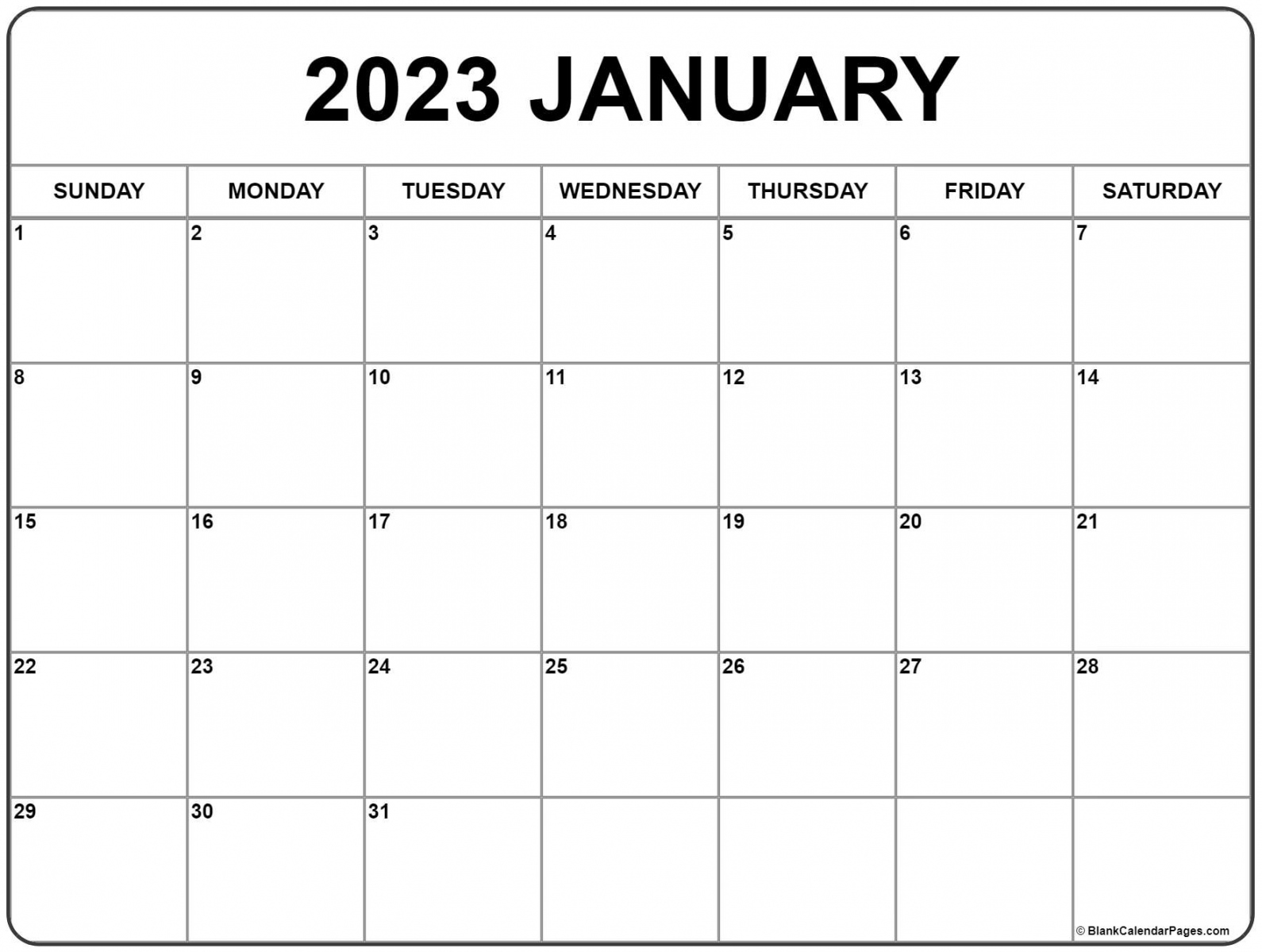 Free Printable 2023 Monthly Calendar - Printable - January  calendar  free printable calendar