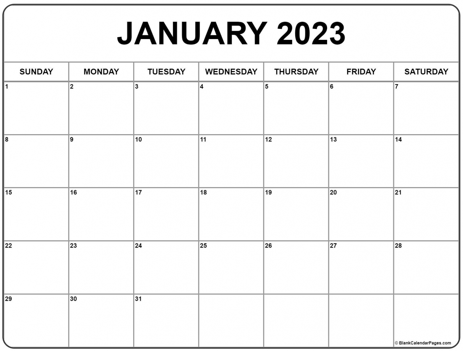 Free Printable Calendar January 2023 - Printable - January  calendar  free printable calendar