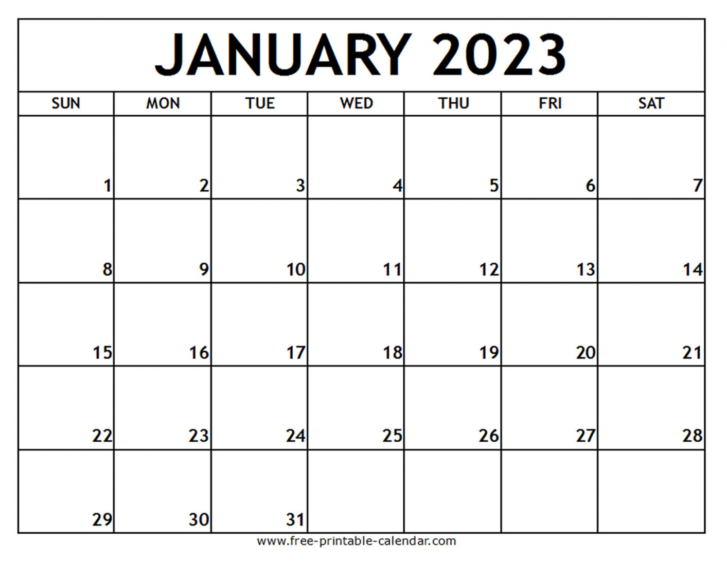 January 2023 Printable Calendar Free - Printable - January  Printable Calendar - Free-printable-calendar