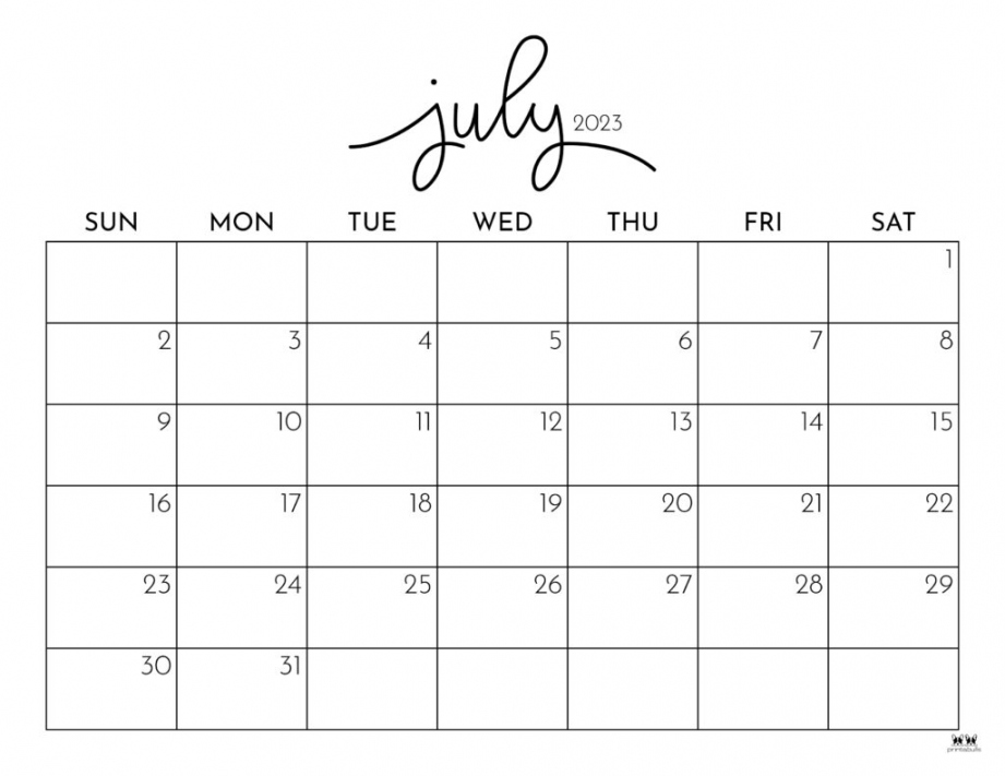 Free Printable Calendar July - Printable - July  Calendars -  FREE Printables  Printabulls