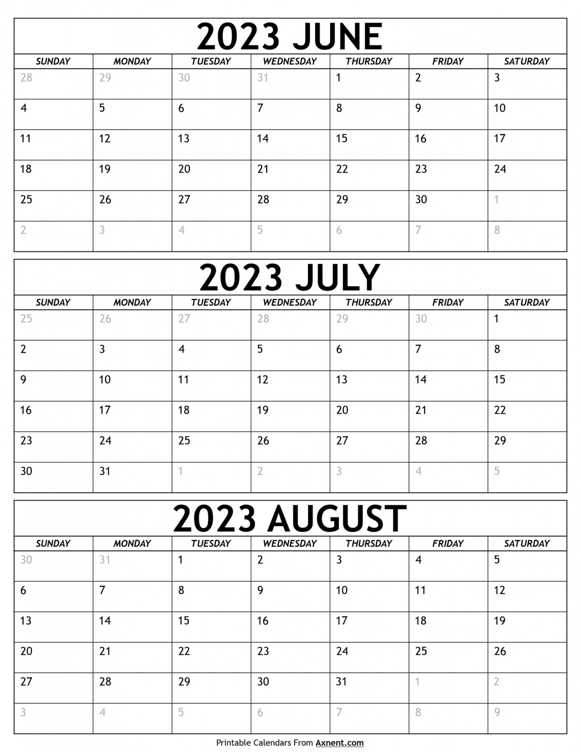 Free Printable Calendar June July August 2023 - Printable - June To August Calendar  Templates - Three Months