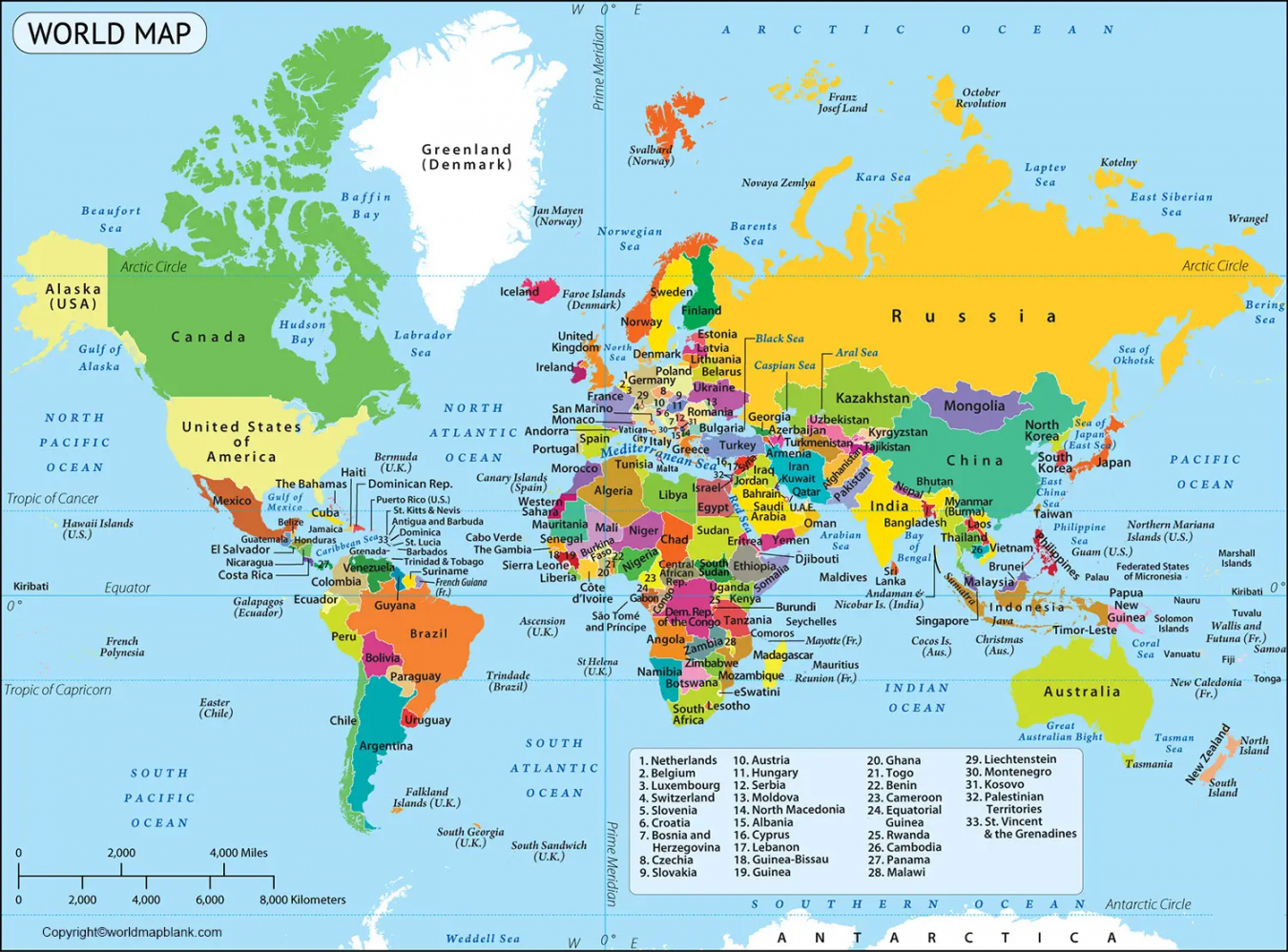 Free Printable World Map - Printable - Labeled Map of the World – Map of the World Labeled [FREE]