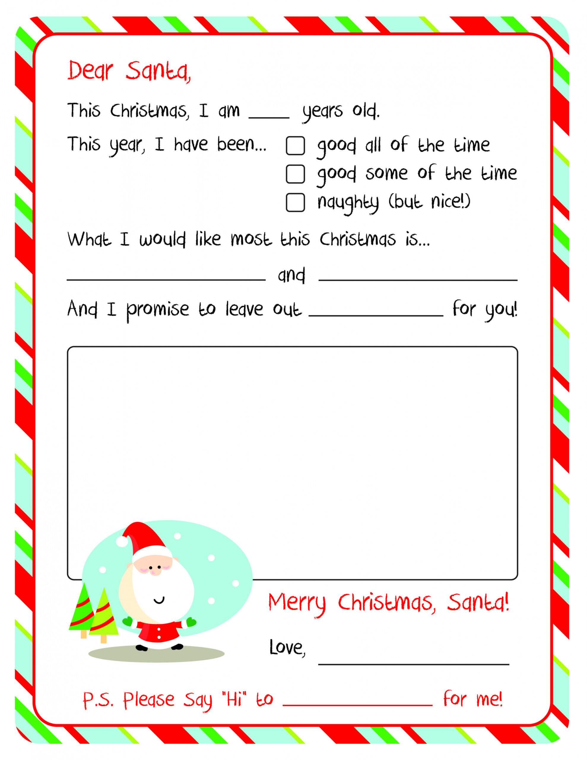 Santa Letter Template Free Printable - Printable - Letter to Santa – Free Printable