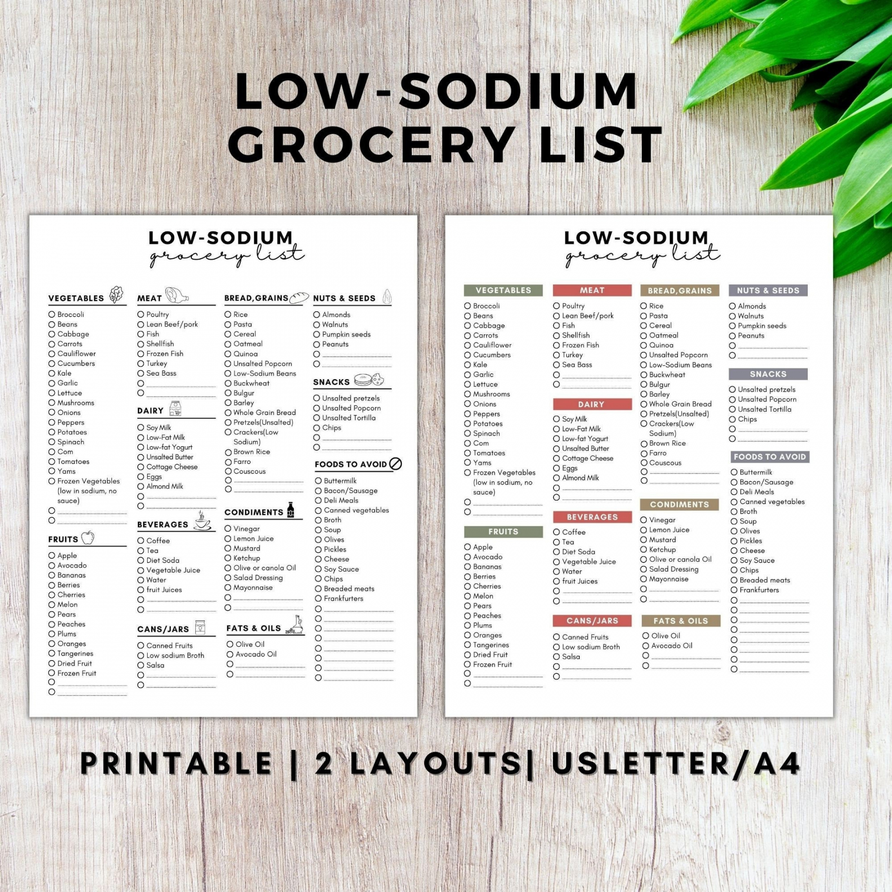 Free Printable Low Sodium Food List - Printable - Low Sodium Grocery List Printablelow Sodium Food Listlow - Etsy