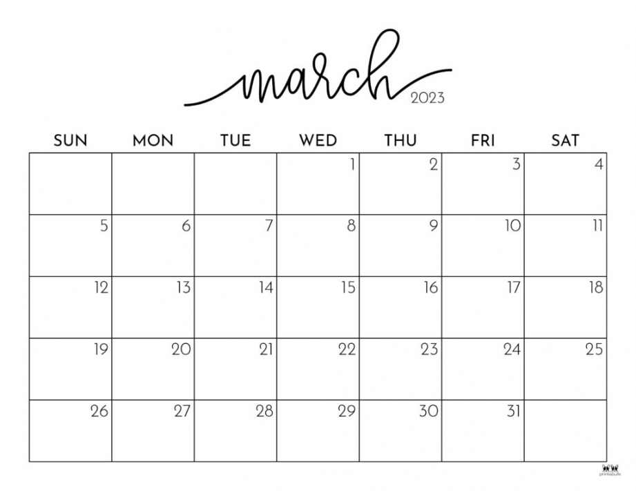 March 2023 Calendar Free Printable - Printable - March  Calendars -  FREE Printables  Printabulls