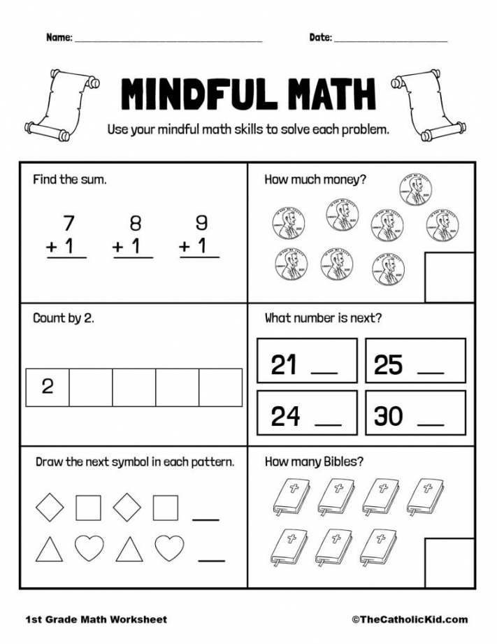 Free Printable Math Worksheets For 1st Graders - Printable - Math Review Printable - st Grade Math Worksheet Catholic