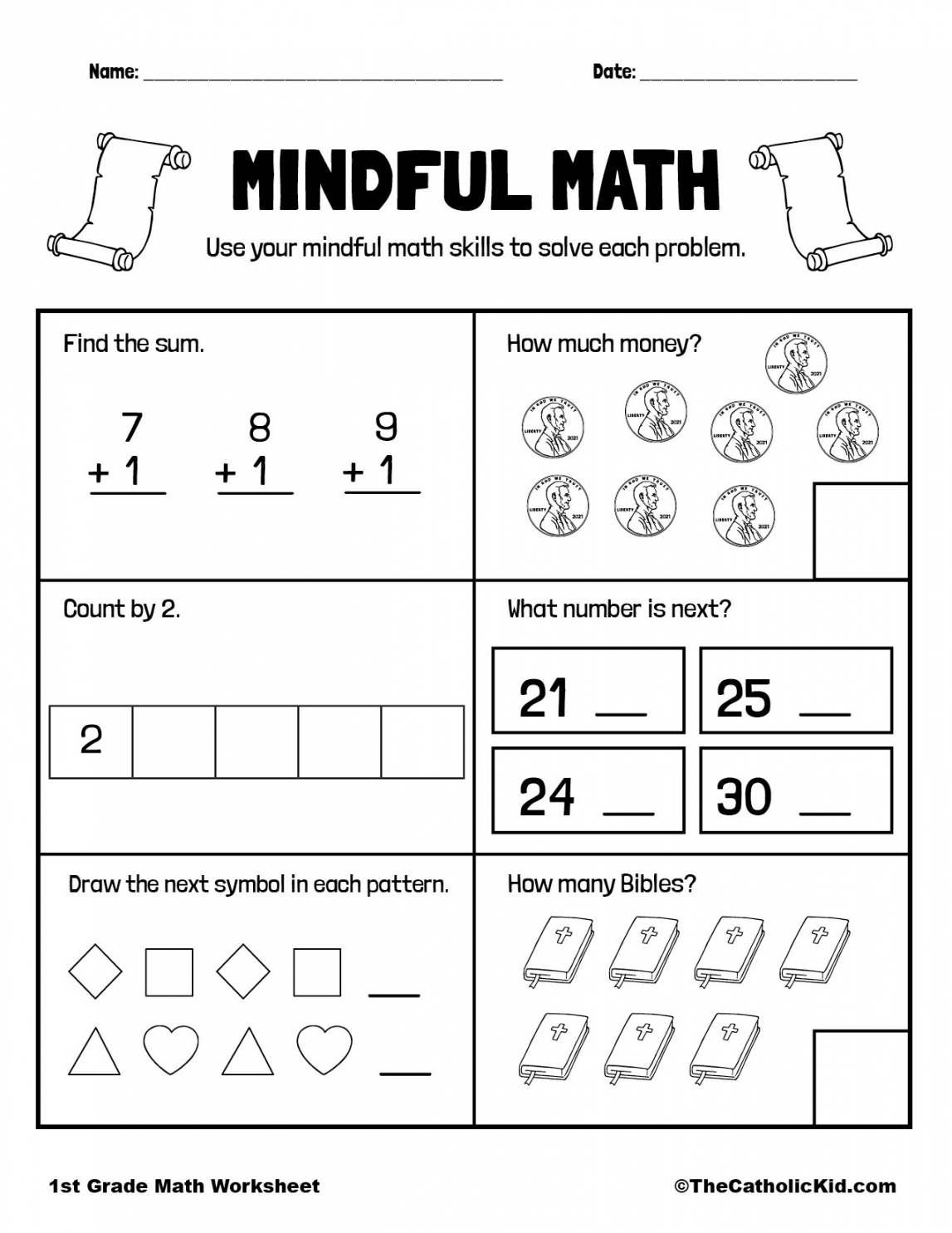 Free Printable Worksheets For 1st Graders - Printable - Math Review Printable - st Grade Math Worksheet Catholic