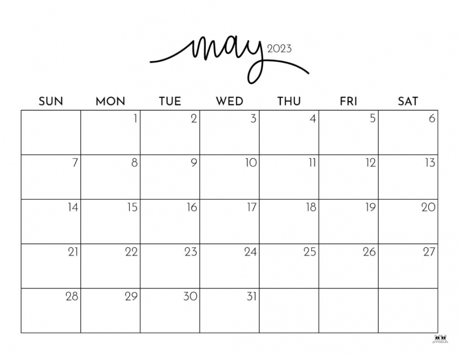 Free Printable May 2023 Calendar - Printable - May  Calendars -  FREE Printables  Printabulls
