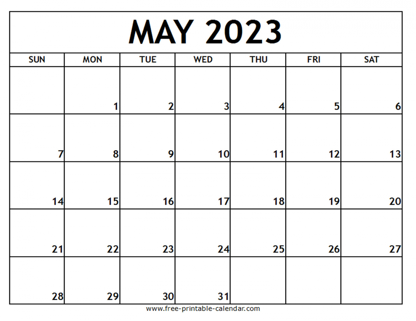 Free Printable May 2023 Calendar - Printable - May  Printable Calendar - Free-printable-calendar