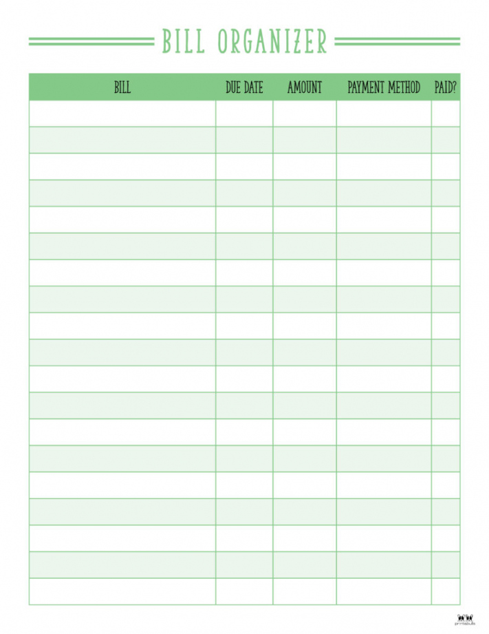 Free Printable Monthly Bill Payment Log - Printable - Monthly Bill Organizers -  Free Printables  Printabulls