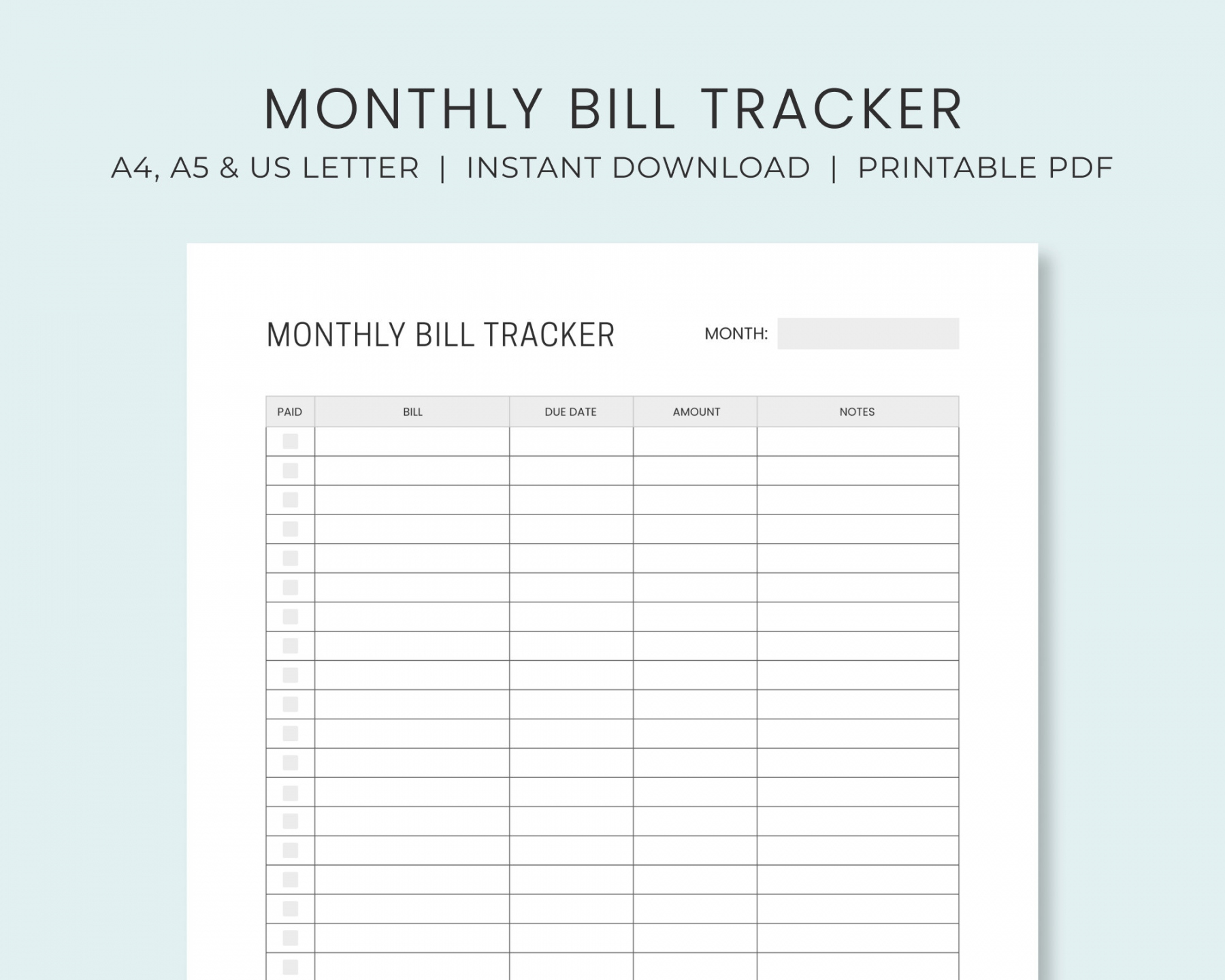 Free Printable Monthly Bill Payment Log - Printable - Monthly Bill Payment Tracker Printable Bill Pay Checklist - Etsy