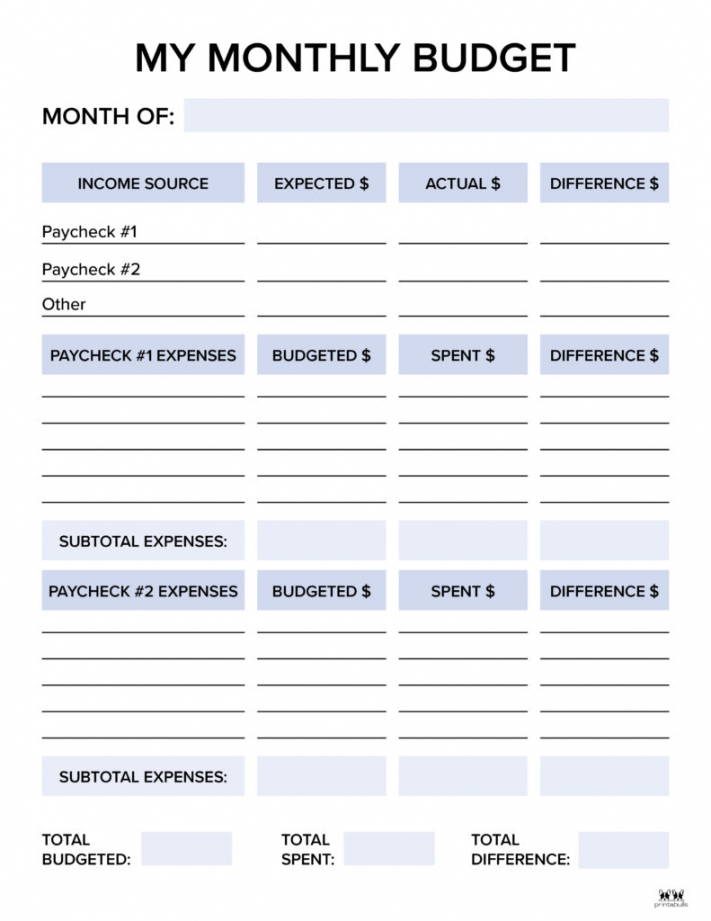 Free Printable Budget Planner - Printable - Monthly Budget Planners -  FREE Printables  Printabulls
