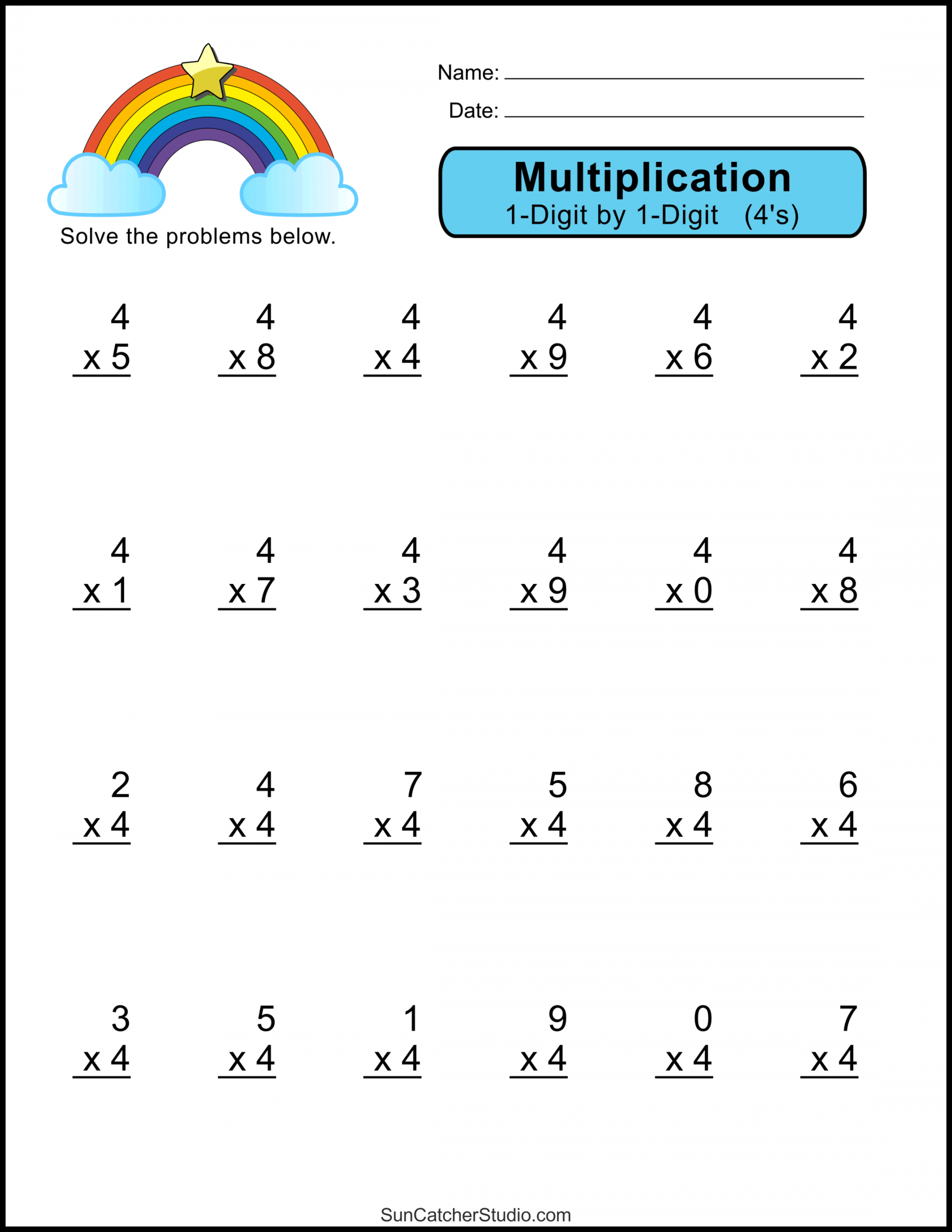 Free Printable Multiplication Worksheets - Printable - Multiplication Worksheets: (One-Digit Math Drills) – DIY Projects