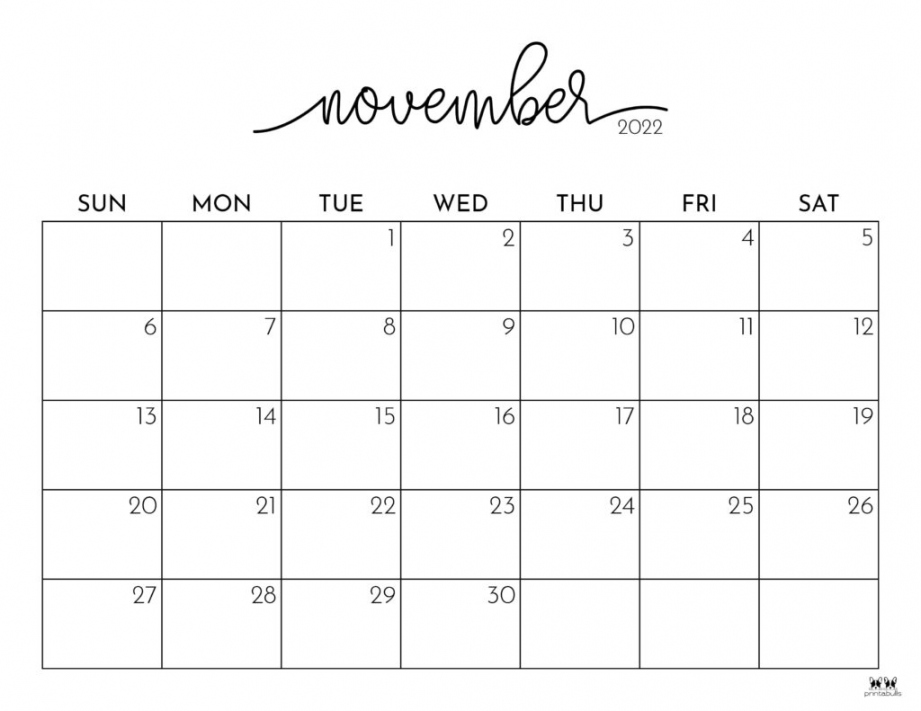 Free Printable Calendar November - Printable - November  Calendars -  FREE Printables  Printabulls