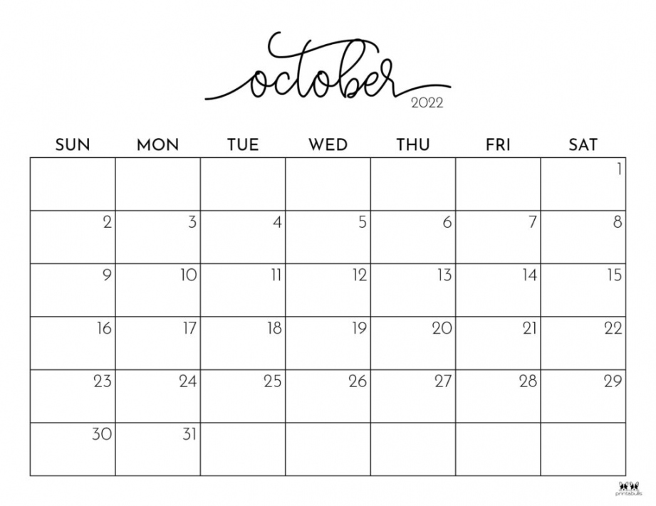 Free Printable October Calendar - Printable - October  Calendars -  FREE Printables  Printabulls