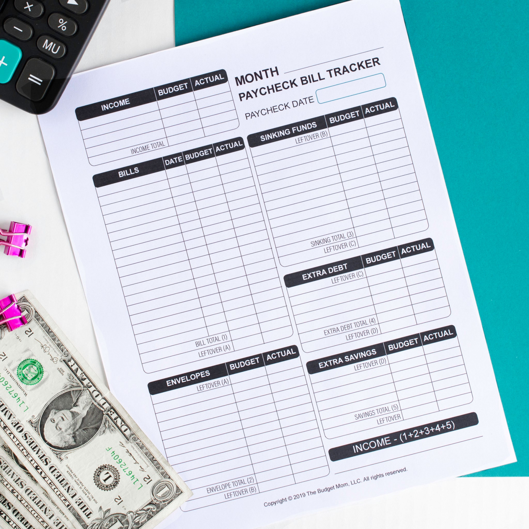 The Budget Mom Free Printables - Printable - Paycheck Bill Tracker (Printable)