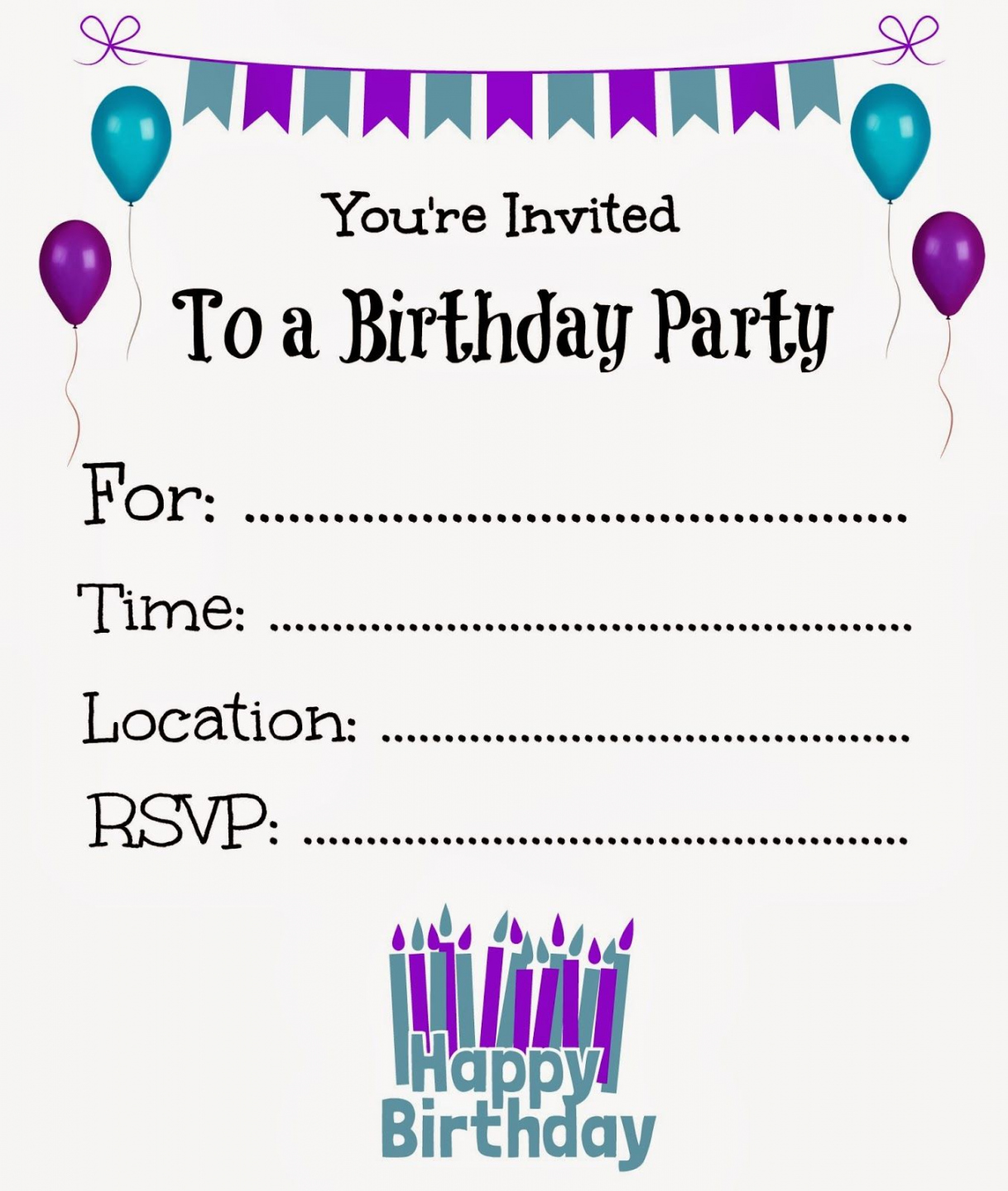 Birthday Invitation Free Printable - Printable - Pin on Birthdays