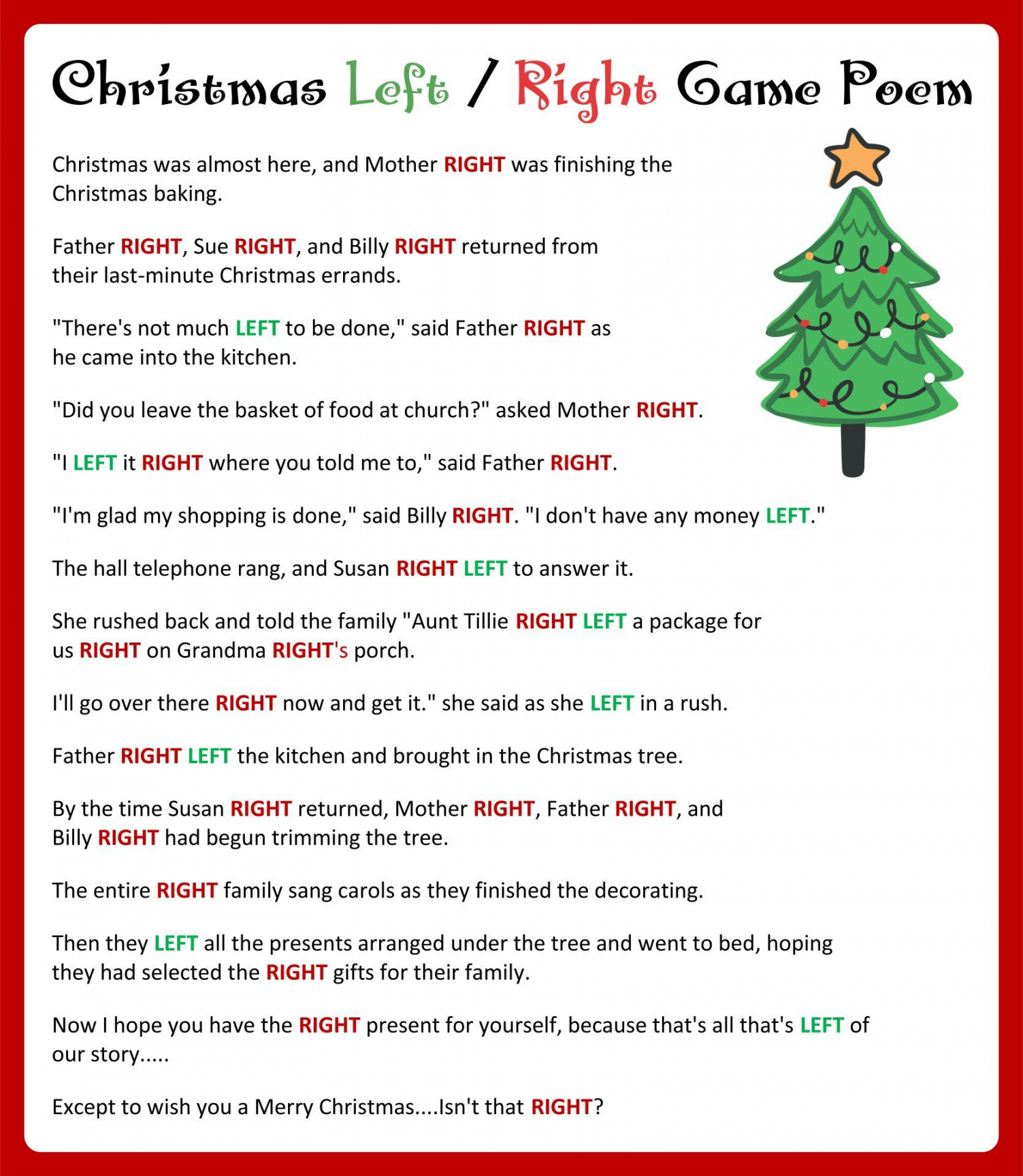 Free Printable Left Right Christmas Game For Adults - Printable - Pin on Christmas gifts