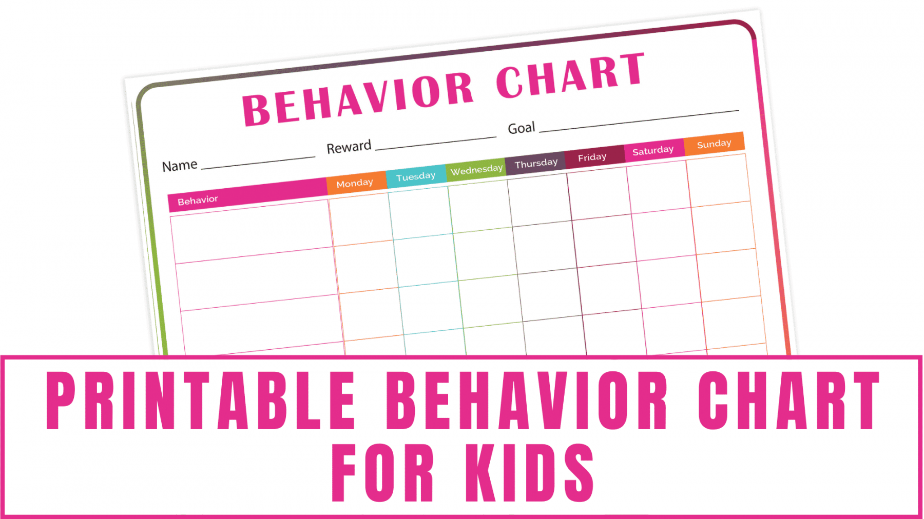 Free Printable Behavior Charts - Printable - Printable Behavior Chart for Kids - Freebie Finding Mom