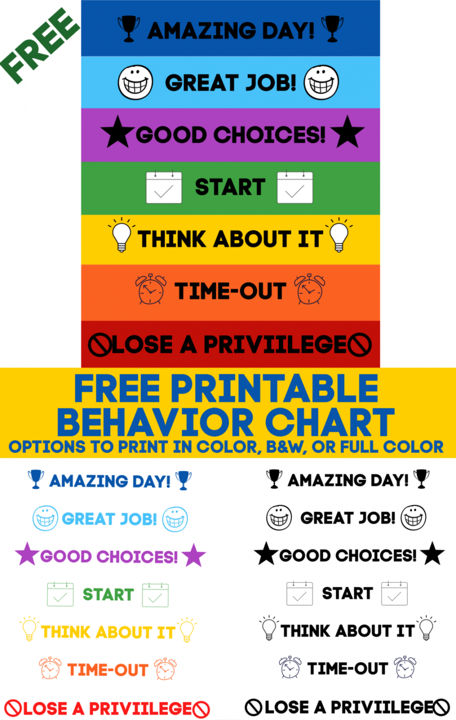 Free Printable Daily Behavior Charts - Printable - PRINTABLE BEHAVIOR CHART (FREE DOWNLOAD) +  more FREE Printables