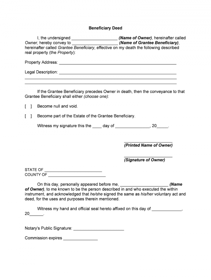 Free Printable Transfer On Death Deed Form - Printable - Printable beneficiary deed: Fill out & sign online  DocHub