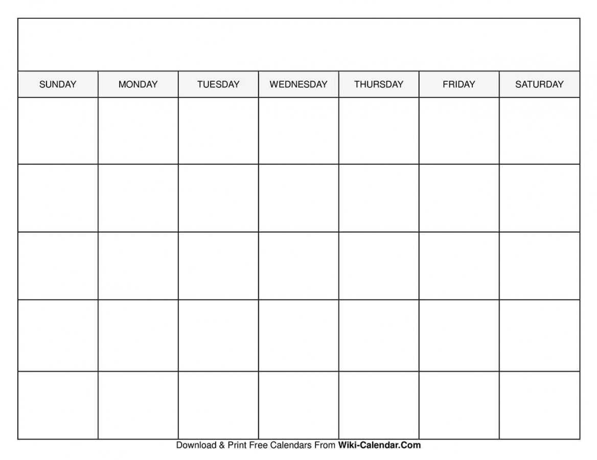 Free Printable Blank Calendar - Printable - Printable Blank Calendar Templates - Wiki Calendar
