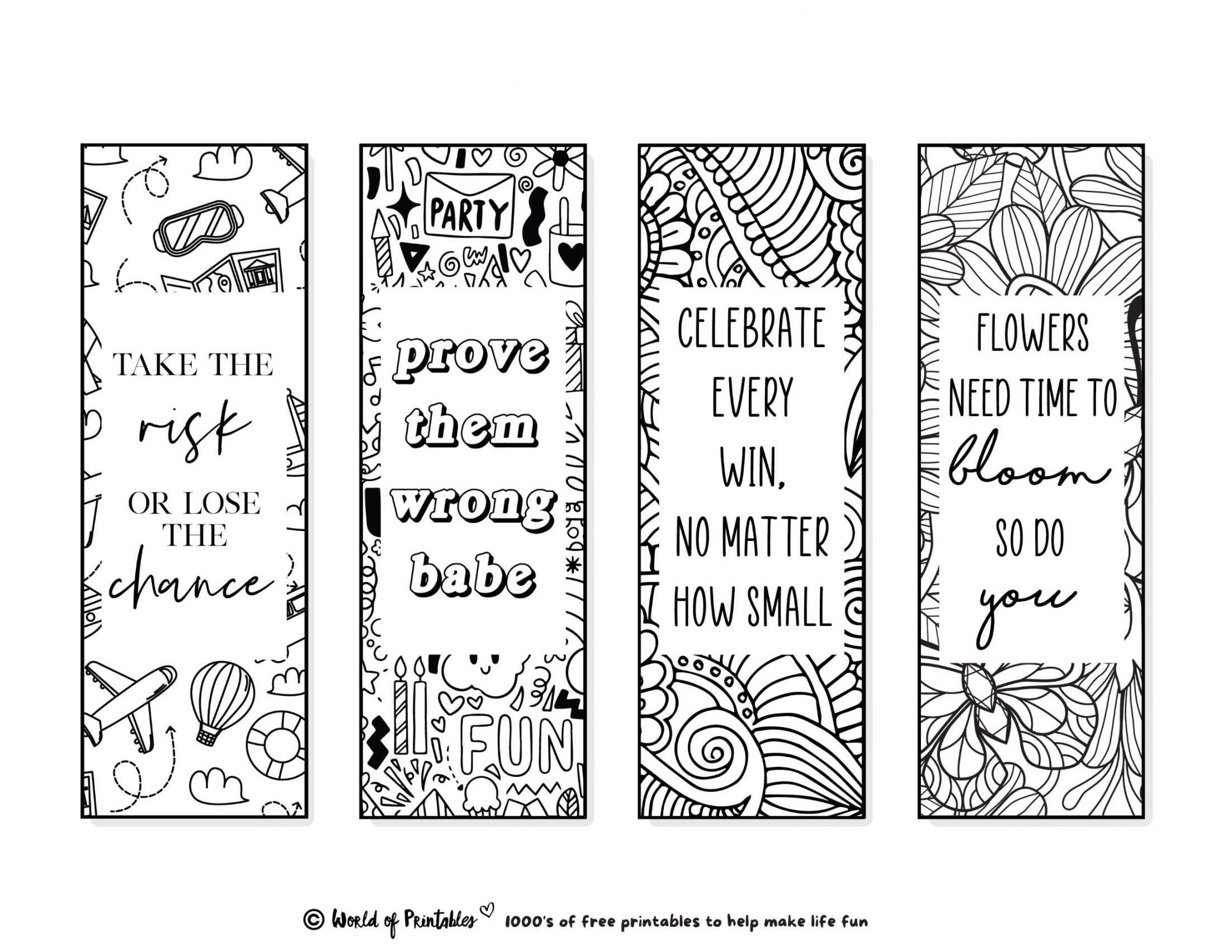Free Printable Bookmarks To Color - Printable - Printable Bookmarks To Color   For Adults & Kids - World of