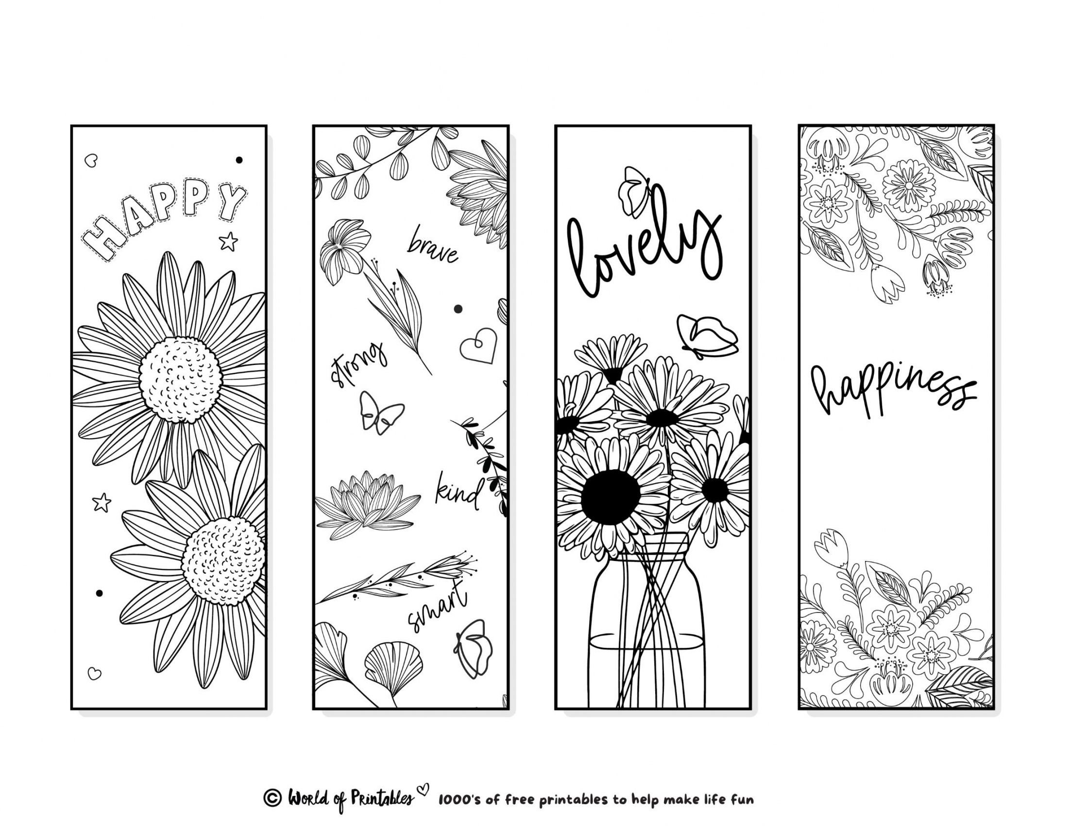 Cute Free Printable Bookmarks To Color - Printable - Printable Bookmarks To Color   For Adults & Kids - World of