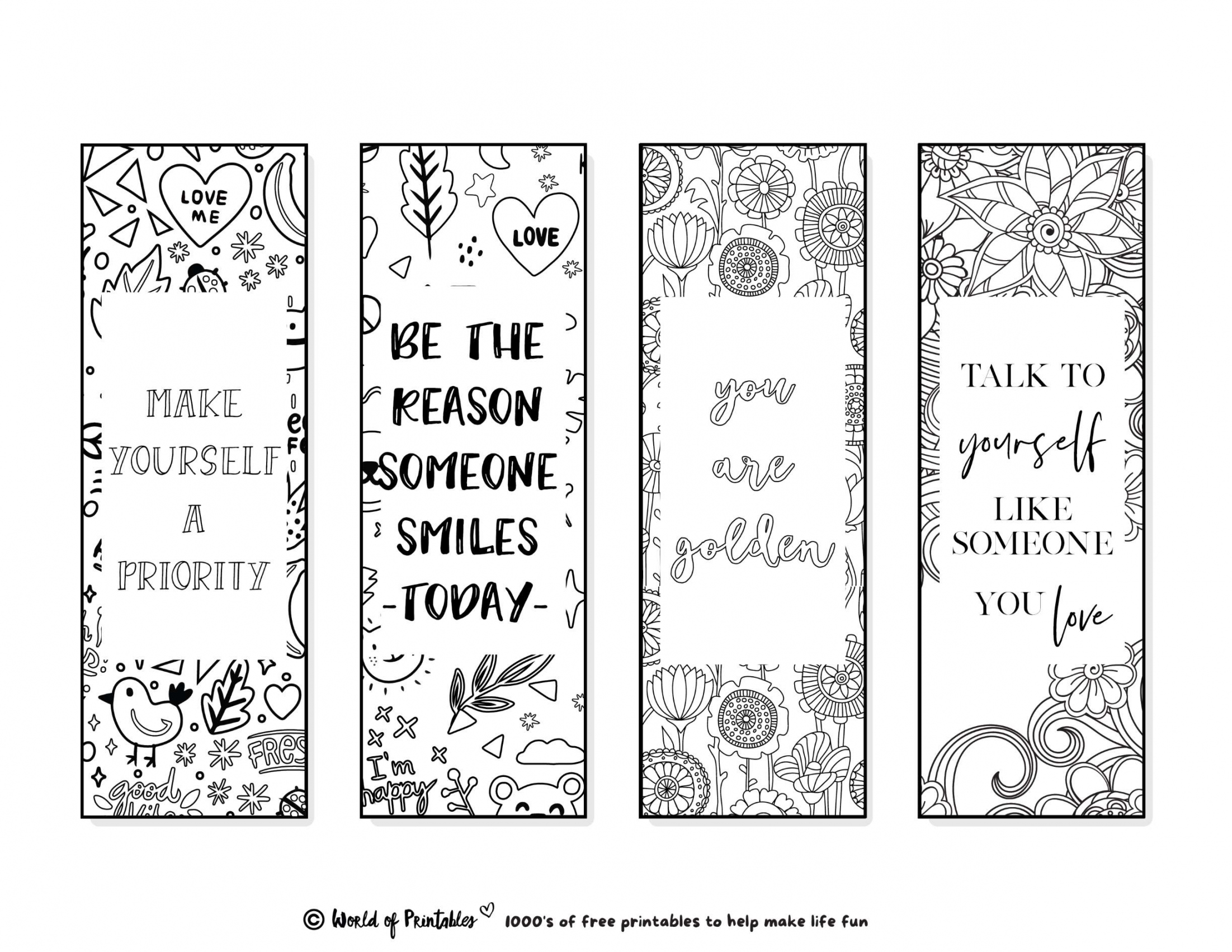 Cute Free Printable Bookmarks To Color - Printable - Printable Bookmarks To Color   For Adults & Kids - World of