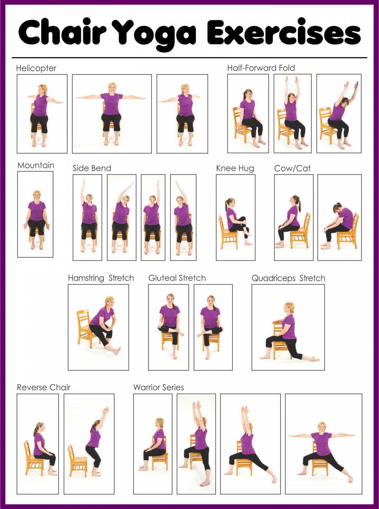Free Printable Chair Yoga Exercises - Printable - Printable Chair Yoga Exercises for Seniors  Chair yoga, Chair
