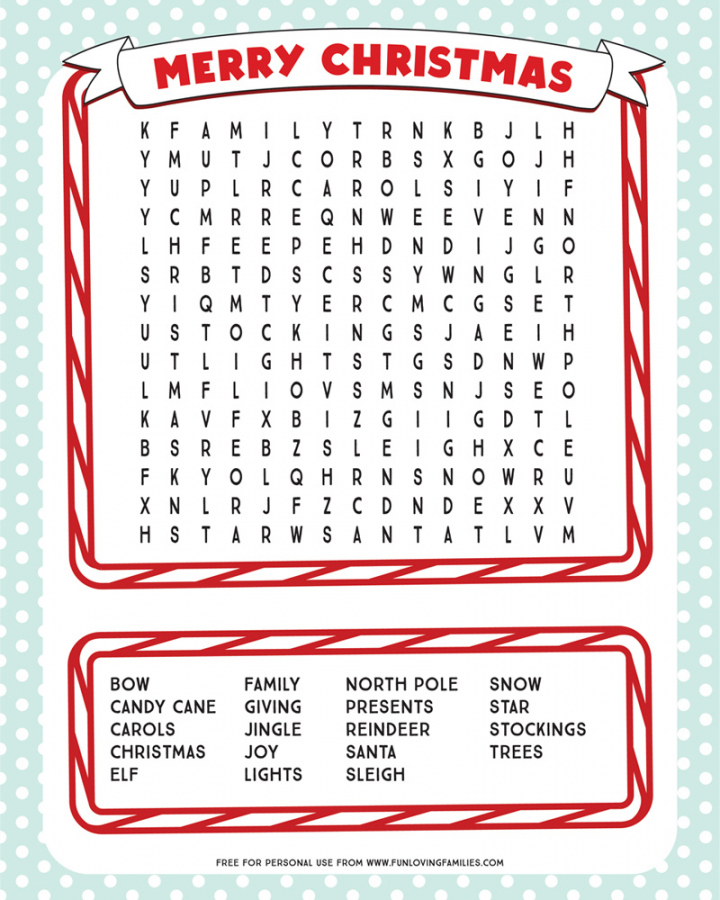 Free Christmas Word Search Printable - Printable - Printable Christmas Word Search - Fun Loving Families