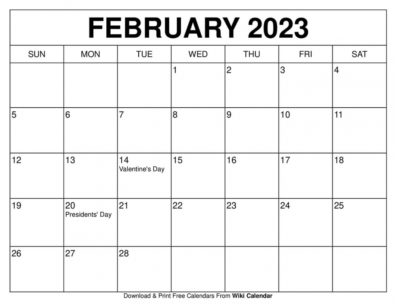 Free Printable February Calendar - Printable - Printable February  Calendar Templates with Holidays - Wiki