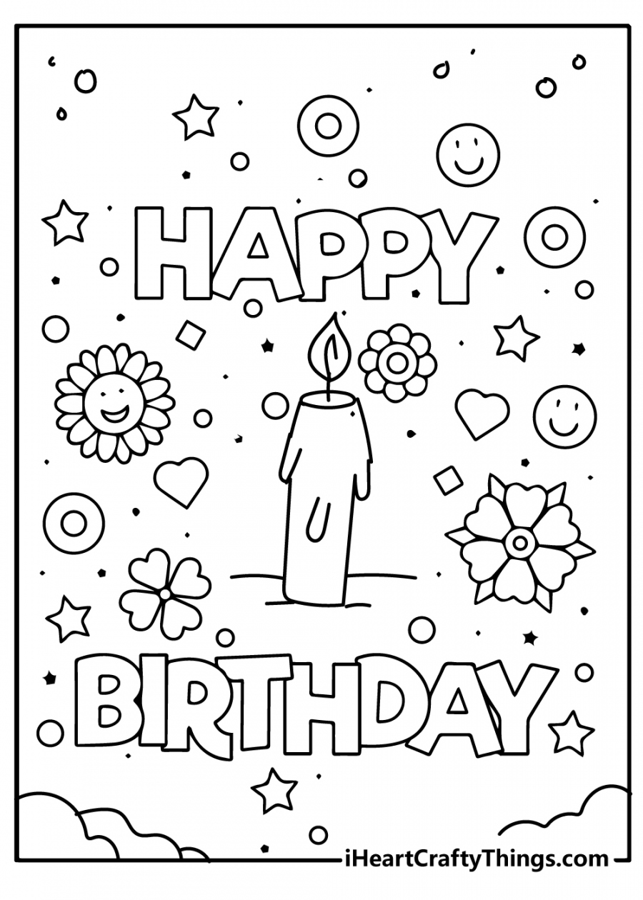 Free Printable Happy Birthday Coloring Page - Printable - Printable Happy Birthday Coloring Pages (Updated )