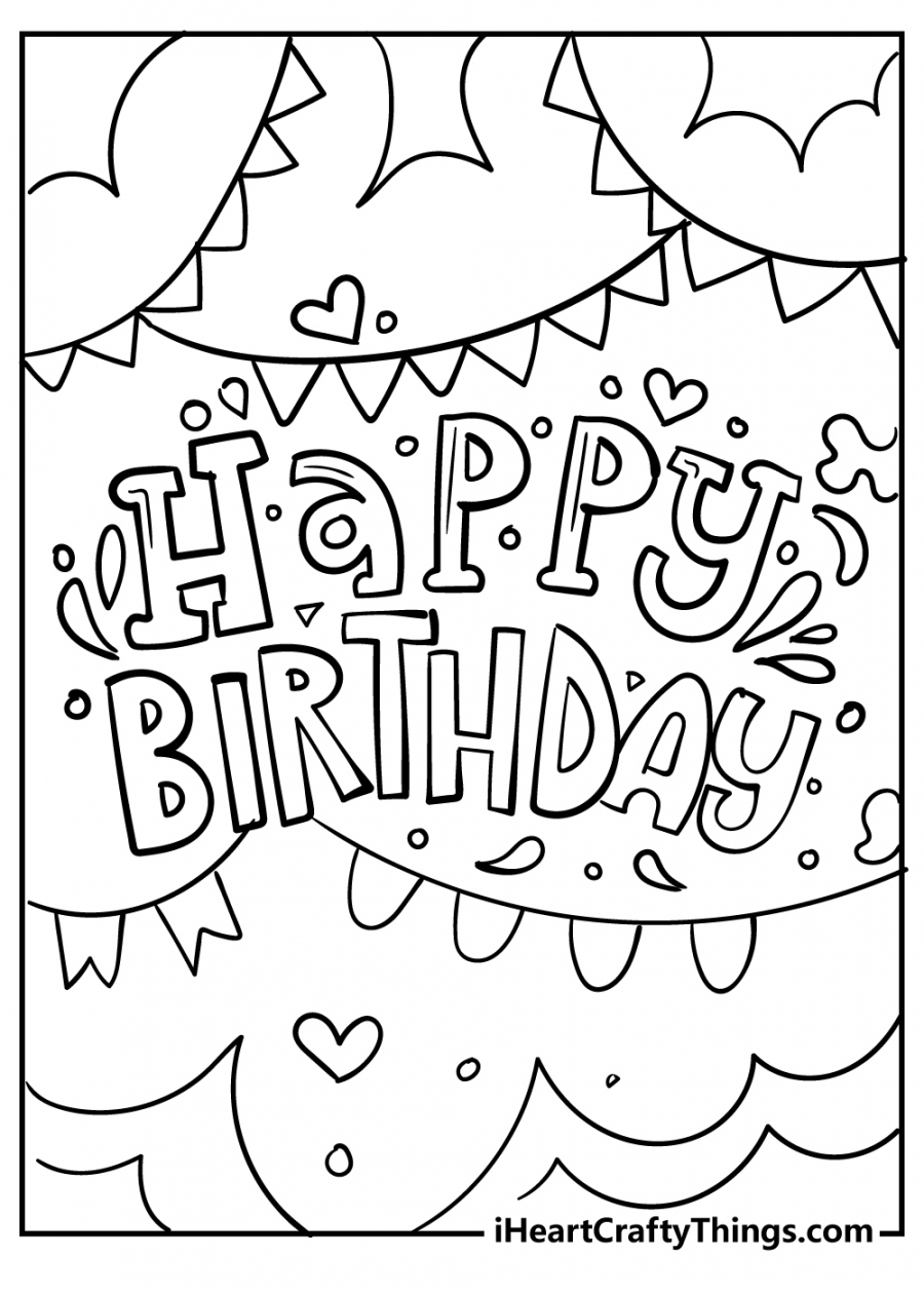 Free Printable Happy Birthday Coloring Page - Printable - Printable Happy Birthday Coloring Pages (Updated )