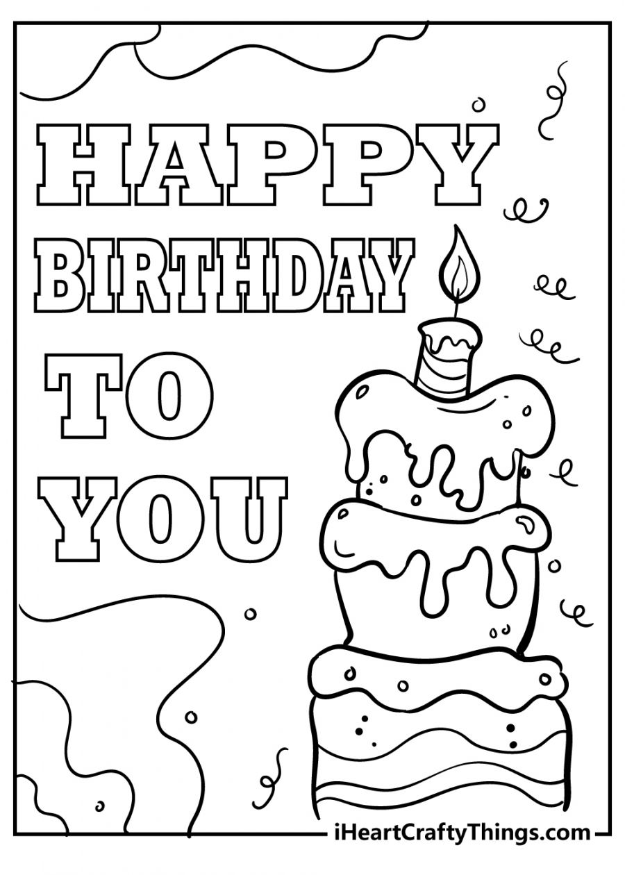 Free Printable Birthday Cards To Color - Printable - Printable Happy Birthday Coloring Pages (Updated )