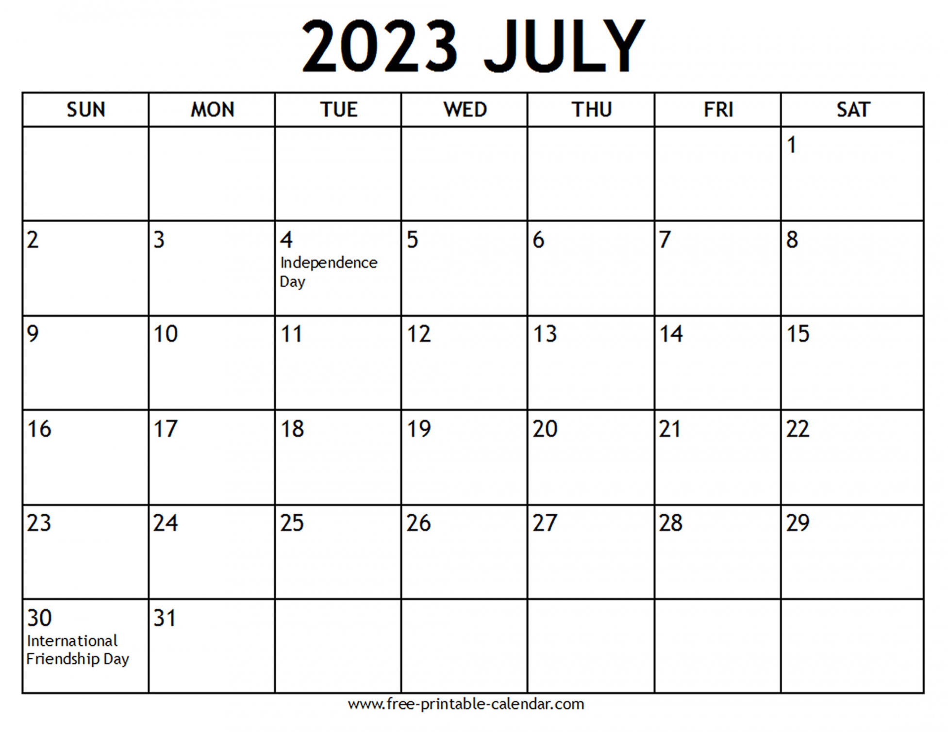 Free Printable Calendar 2023 - Printable - Printable  July Calendar - Free-printable-calendar