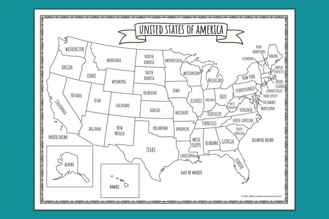Free Printable Map of The United States - Printable - Printable Map of the United States  Mrs