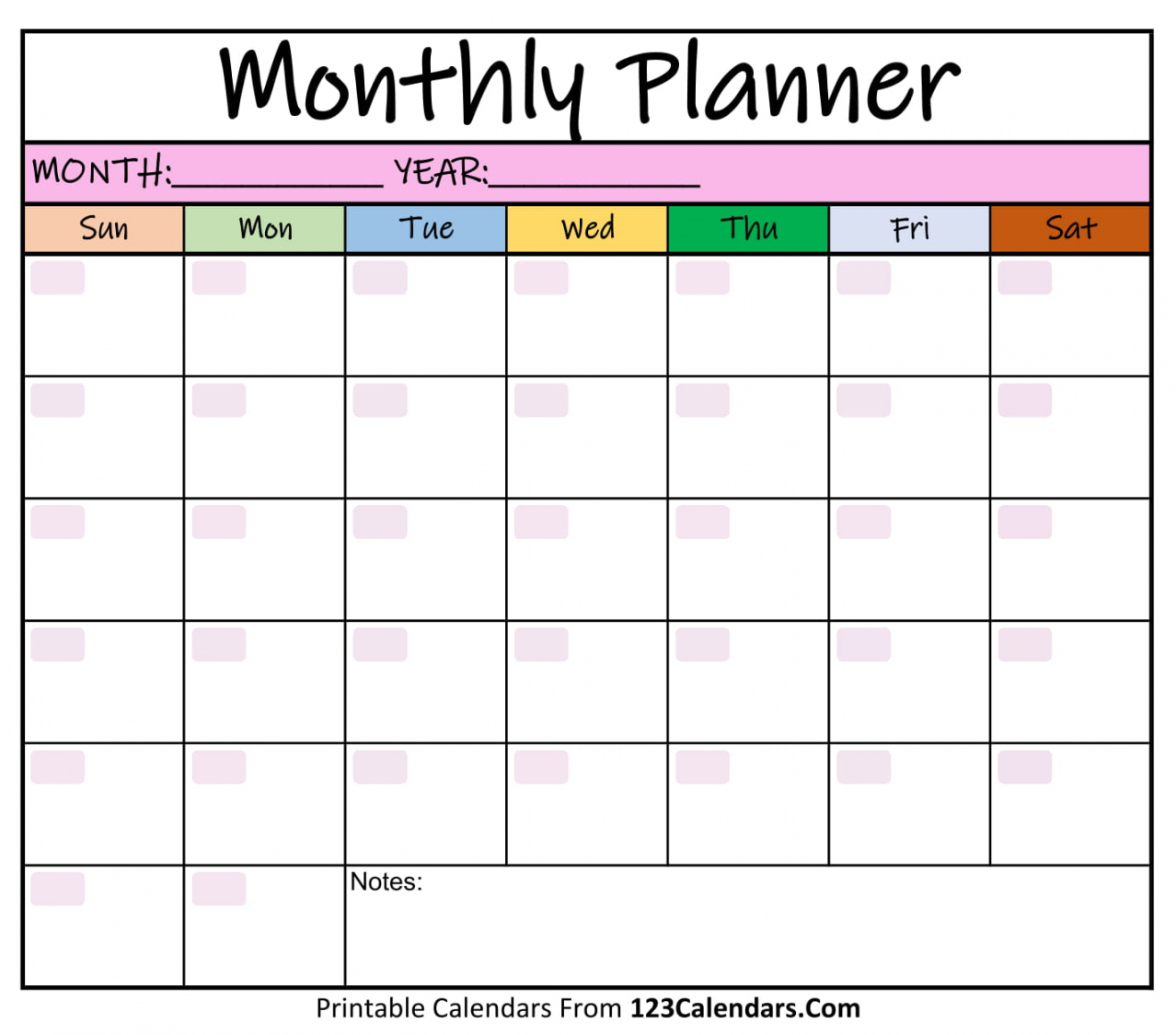 Free Printable Monthly Calendar - Printable - Printable Monthly Planner Templates  Calendars