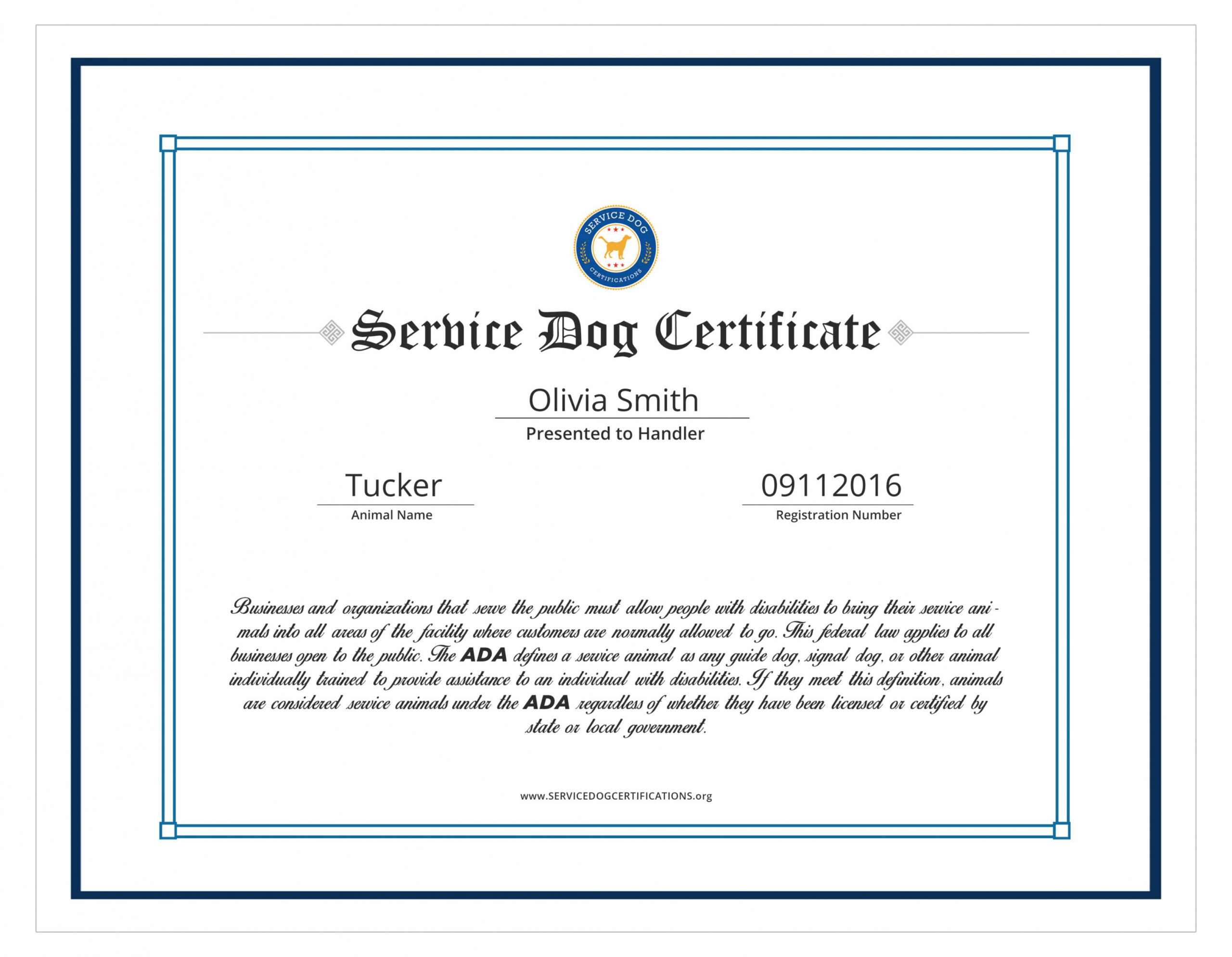 Downloadable Free Printable Service Dog Certificate - Printable - Printable Pet Ownership Certificate Template Pdf Sample