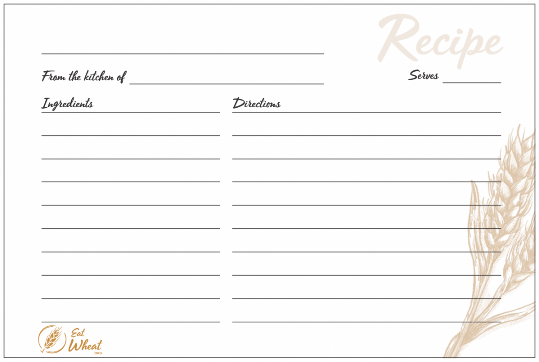 Free Printable Recipe Cards - Printable - Printable Recipe Cards x and full page  Eat Wheat
