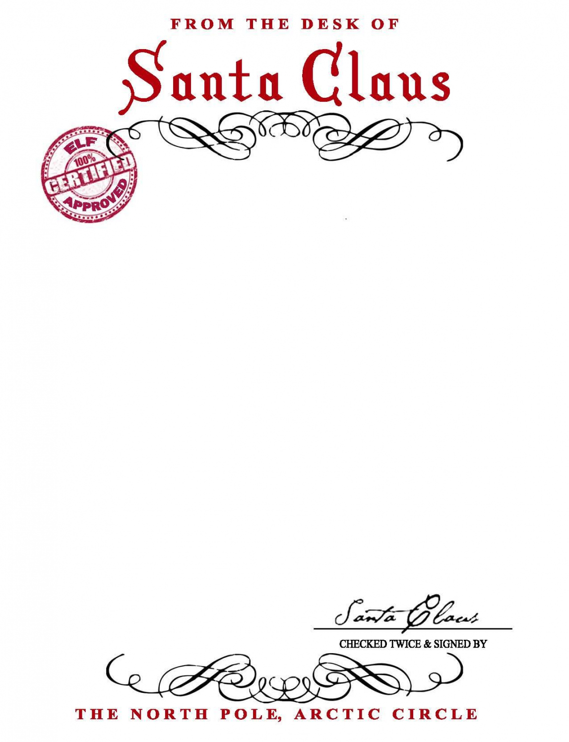 Free Printable Fill In Blank Letter From Santa Template - Printable - Printable Santa Claus Letterhead Template  Santa claus letter