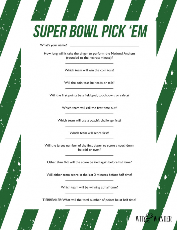 Super Bowl Party Games 2023 Free Printable - Printable - Printable Super Bowl Party Game - Wit & Wander