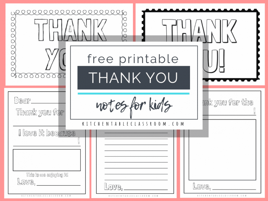 Printable Thank You Cards Free - Printable - Printable Thank You Cards for Kids - The Kitchen Table Classroom