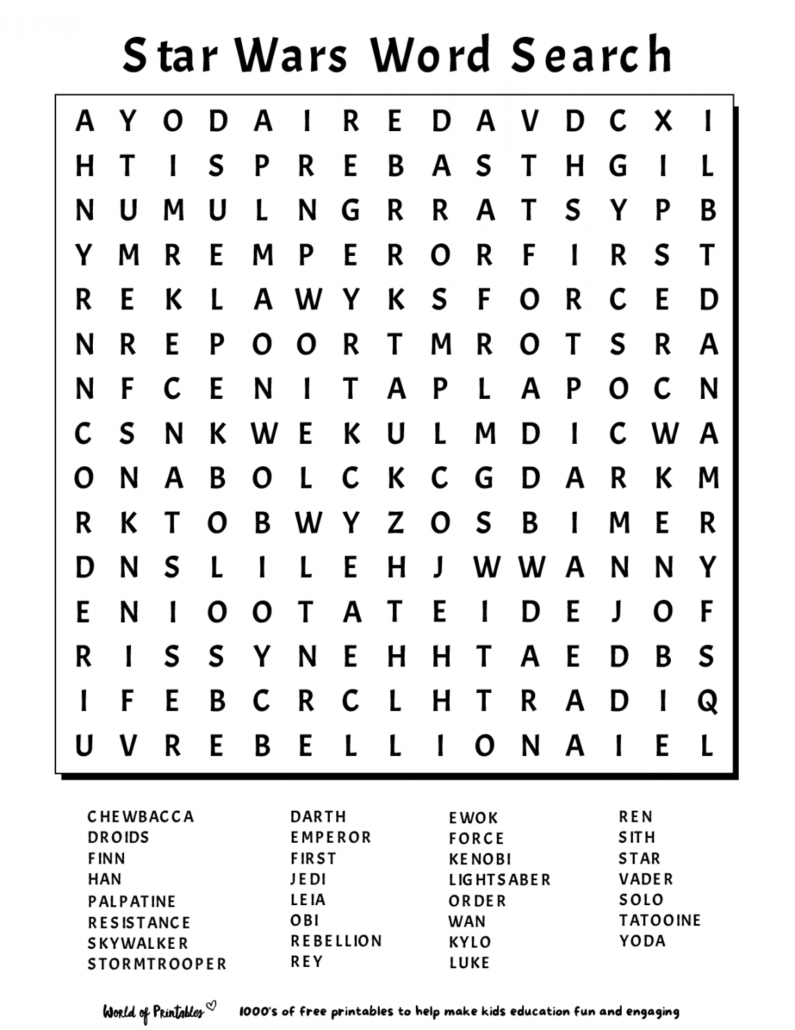 Large Print Word Searches Free Printable - Printable - Printable Word Search  World of Printables