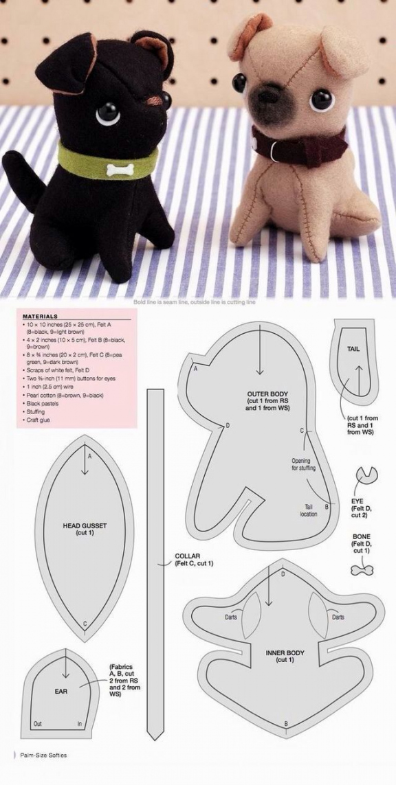 Cut Out Printable Free Easy Stuffed Animal Patterns - Printable - pug plush pattern cute sewing pattern printable  Sewing stuffed