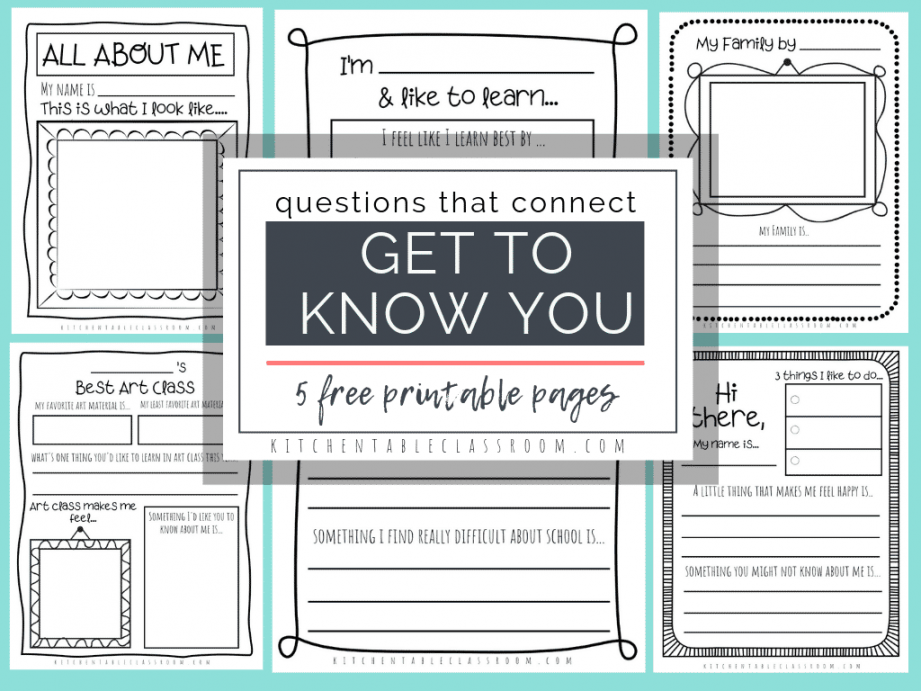 Free Printable Get To Know You Worksheets - Printable - Questions that Connect-  Free Printable Get to Know You Pages